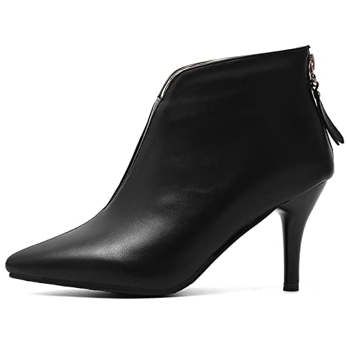 UniqueStride Womens Stiletto High Heel Ankle Booties Pointed Toe Back Zipper Short Boots3