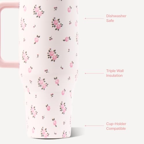 Image of HydroJug Traveler 40oz, Insulated Tumbler with Handle & Straw, Wildrose