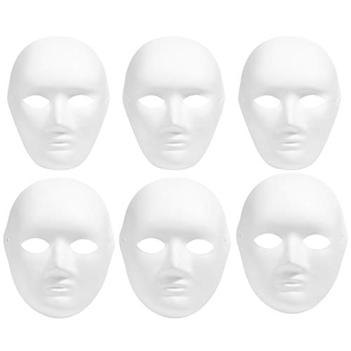 LUOEM 12 Pack DIY Full Face Cosplay Mask White DIY Blank Painting Mask Hip-Hop Dance Ghost Cosplay Fancy Dress Halloween Masquerade Party Mask (6pcs Male and 6pcs Female)