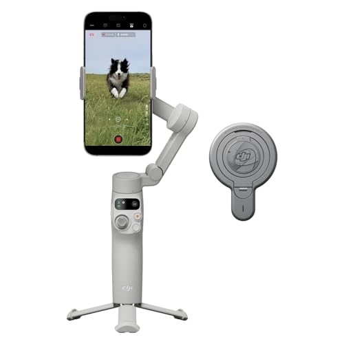 DJI Osmo Mobile 7 + Magnetic Quick-Release Mount (for iPhone), Gimbal Stabilizer for iPhone, Built-in Tripod, Ultra-Light, 3-Axis Phone Gimbal, ActiveTrack 7.0, Phone Charging, Instant Filming