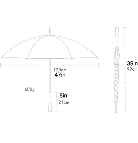 Razzum Umbrella Retro Golf Umbrella Wind Resistant Stick Umbrella 12 Bones Wooden Handle Rainproof Automatic Open Umbrella Travel Umbrellas Umbrella Umbrella (Color : Light Gray, Size : 99Cm) #TOP1
