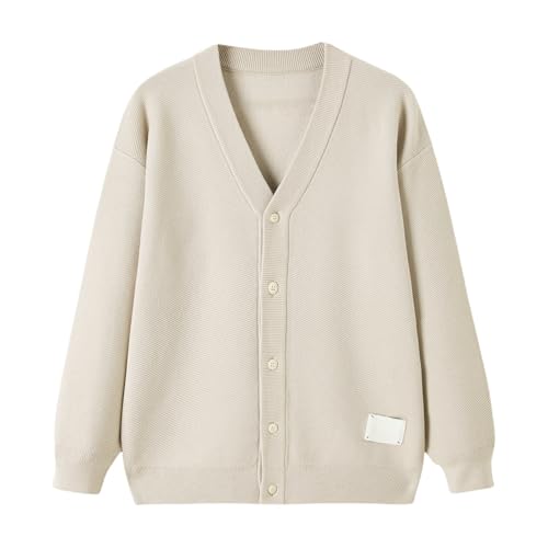 Men's Autumn and Winter Solid Color Vintage Sweater Cardigan Casual V Neck Long Sleeve Knitted Cardigan