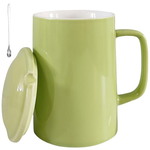 NIUKOMY Taza de Café Extra Grande 900 ML, Tazas Muy Grande de Cerámica, Super Big Mug de Porcelana, Taza Gigante con Tapa y Cuchara, XXL Taza Enorme, Verde NIUKOMY Taza de Café Extra Grande 900 ML, Tazas Muy Grande de Cerámica, Super Big Mug de Porcelana, Taza Gigante con Tapa y Cuchara, XXL Taza Enorme, Verde