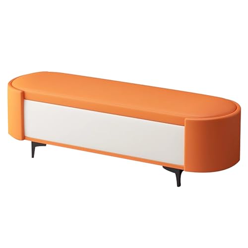 Banc de rangement bout de lit 140 cm pour entrée salon et bureau gain de place gris