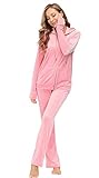 Dolcevida Womens Velour Sweatsuits Sets 2 Piece Tracksuits Outfits Full Zip Hoodie and Sweatpant Set Velvet Jogging Suit (Pink, M)