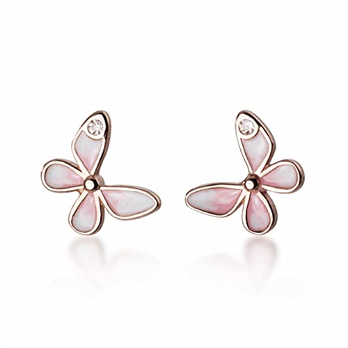 Boucles d'oreilles papillon argent 925 zircone rose clous d'oreilles femme chic
