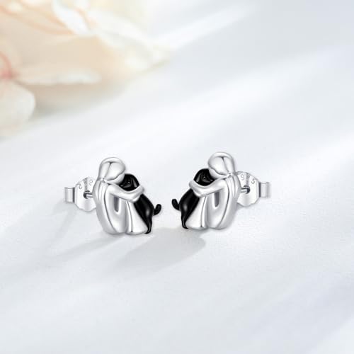 Image of 925 Sterling Silver Dog Earrings Cute Animal Puppy Stud Earrings Dog Jewelry Gifts for Women Girls Pet Lover Hypoallergenic Earrings for Sensitive Ears