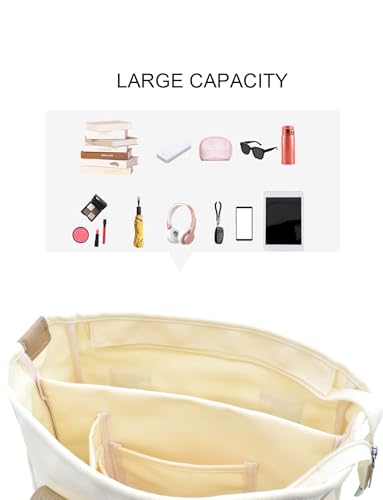 Image of TeeYee 16oz Canvas Tote Bag Casual Multi pockets Handbags Large Capacity Shopping Shoulder Bag with Pocket Bags Work Purses