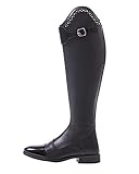 Modell mit mittelhohem Bogen QHP Damen Leder-Reitstiefel Dorah Adult RV vorne Lack- und Strassdetails (schwarz, numeric_39)