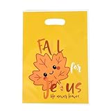 Fall for Jesus - Bolsas de golosinas con asas, bolsas religiosas de otoño con hojas de arce para regalos de caramelos, cristiano y Acción de Gracias Pa