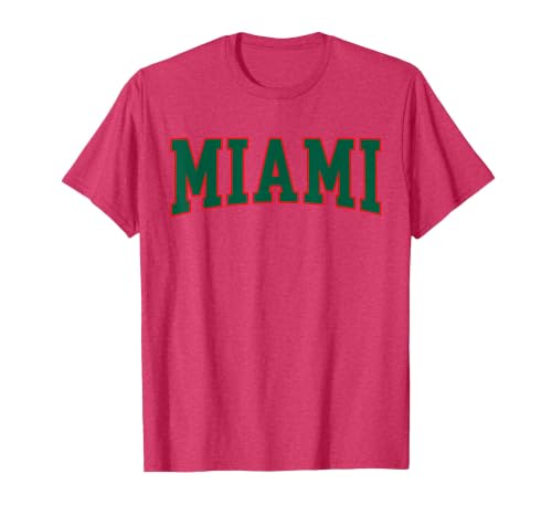 Miami - Throwback Design Print - Classic T-Shirt, Men, Red Heather, XX-Large