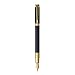 Waterman Perspective Fountain Pen, Gloss Black with 23k Gold Clip, Fine Nib with Blue Ink Cartridge, Gift Box