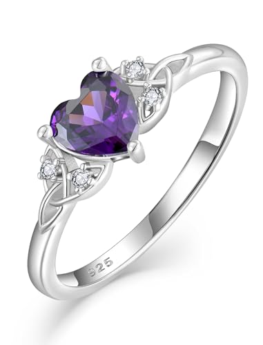Celtic Knot Rings Heart Rings, 925 Sterling Silver Eternity Promise Rings Birthstone for Women Jewelry Gift
