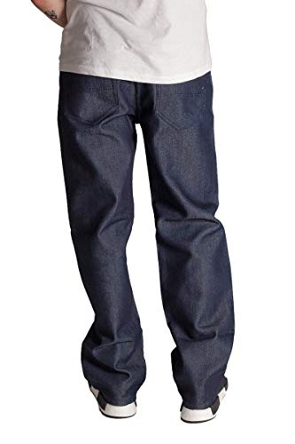 KAYDEN.K Men's Loose Fit Unwashed 5 Pocket Raw Denim Contrast Stitch Jean Pant4