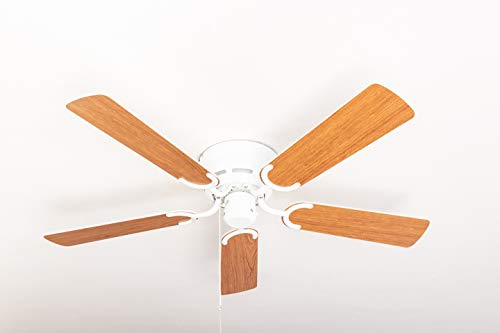 Ventilador de techo Pepeo Kisa Deluxe blanco sin luz - ala blanca/arce, incluyendo el interruptor de arranque