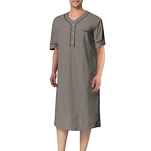 Chemise de nuit pour hommes en coton gris taille XL coupe lâche