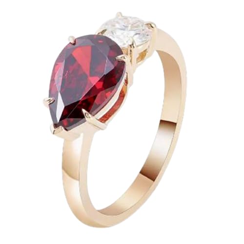 Grenat rouge bague en argent 925 plaqué or pour sublimer vos soirées