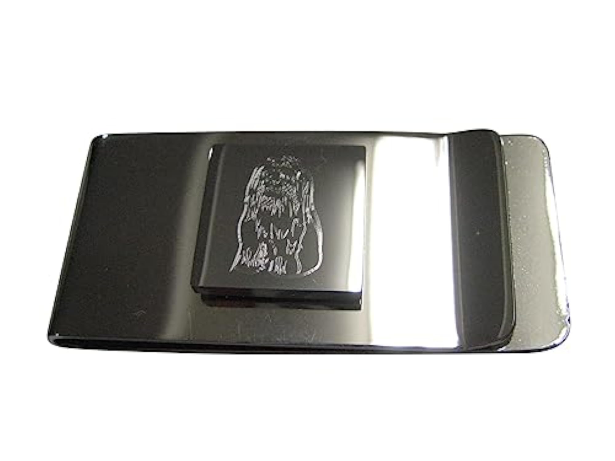 Silver Toned Square Etched Maltese Dog Money Clip