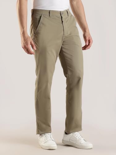Image of Slim Fit Solid Mid Rise Trouser