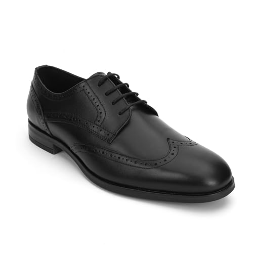 Image of Thomas Crick Men's Genuine Leather Brogue Shoes | Premium Slip-On Formal Dress Shoes with Cushioned Insole & Anti-Slip Sole for Office, Wedding & Business Wear
