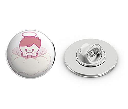 BRK Studio Adorable Pink Baby Angel on Cloud Cartoon Round Metal 0.75
