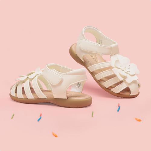 Image of DREAM PAIRS Girls Toddler /Little Kid Closed-Toe Flower Summer Dress Sandals Shoes