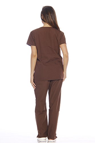 Image of Just Love Women's Medical Scrubs Set, 6-Pocket V-Neck Top & Cargo Pants, Cotton Blend Nursing Uniform