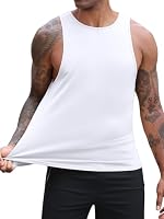 FITMENS Mens Gym Tank Tops Crew Neck Sleeveless Fitness Shirts Y-Back Workout Muscle T Shirt (White,M) — image 2
