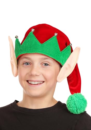 Kids Soft Elf Costume Hat with Ears | Christmas Hats Standard Red