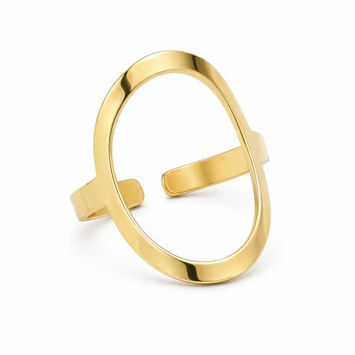 Anillo – Oro de 18 quilates – 1,78 gr – Oval armonioso ajustable que se adapta a la mano – Valor refugio – Idea de regalo – Sello 750 – Certificado de autenticidad – Salia Gold Paris