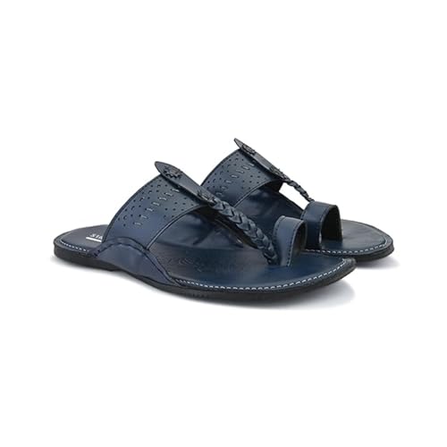 Image of STANPHORD Men Kolhapuri Chappals | Ethnic Thong Slippers Faux Leather | Cushioned Footbed | Festive Wedding Casual Daily Wear (TPMN 30006)
