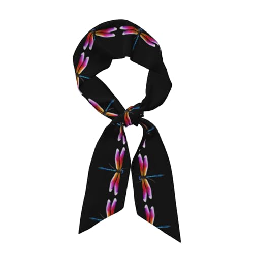 Purple blue tailed dragonfly Prints Women's Fashion Scarf - Head Hair Accessories Versatile Scarf for Women Valentine's Day and Mother's Day, Black, One Size