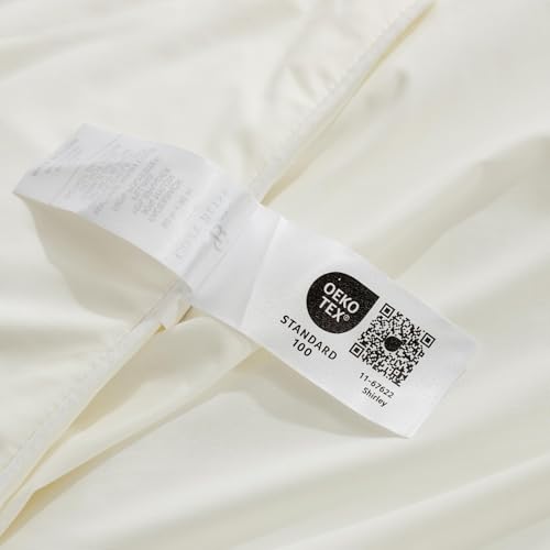 Image of Cozy Bliss Cooling Comforter California King Size, Oversized Cooling Blanket for Hot Sleepers and Night Sweats, Cream Summer Comforter for Cal King Bed, Breathable Soft Lightweight Silk Smooth