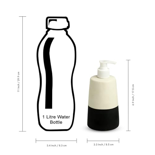 Image of ExclusiveLane 'Shadow & Light' 3 Piece Ceramic Bathroom Accessories Set - Soap Tray, Toothbrush Holder, Liquid Soap Dispenser