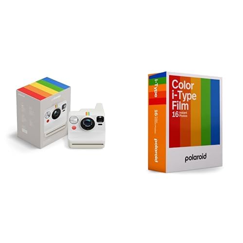 Polaroid   Now Gen3   Fotocamera istantánea + Color Film (16 películas)   Blanco