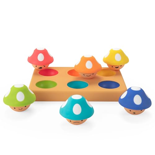 Image of Sassy Mischievous Matching Mushrooms, Sorting Board, Social Emotional Learning Toy, STEM, 12+ Months