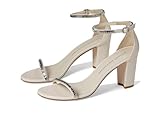 Stuart Weitzman Women's Nearlynude Stefanie Sandal Pump, Seashell/Clear, 9