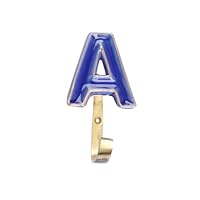 G Decor Personalised Handcrafted Monogram Alphabet Royal Blue Crackle Glazed Hooks Hand-Painted Ceramic & Antique Finish Brass Letter Wall Coat Hooks