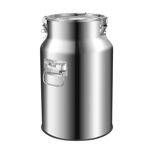 SuhoFutus Stainless Steel Barrel with Lids, 18 L Stainless Steel Food Containers, Metal Bucket with Sealed Lid & Handle, Kitchen Airtight Jars for Storing Various Dry/Wet Foods, 25 × 40 cm