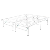 Amazon Basics Platform Bed Frame Queen, Foldable Metal, Tool-Free Setup, 14 Inches High, White