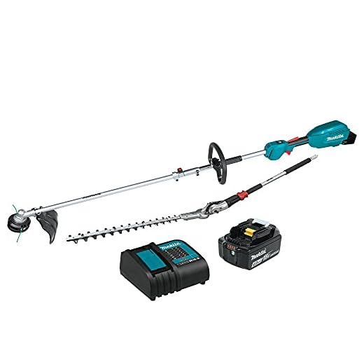 Makita XUX02SM1X2 18V LXT Lithium-Ion Brushless Cordless Couple Shaft Power Head Kit w/ 13" String Trimmer & 20" Hedge Trimmer Attachments (4.0Ah)