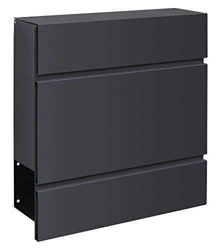 Preisvergleich Produktbild Frabox® Design Briefkasten LENS in edlem anthrazitgrau RAL 7016 - mit Zeitungsfach