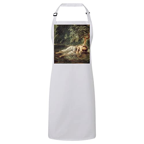 Tablier Delacroix La mort d'Ophelie peinture blanche accessoire cuisine Shakespeare