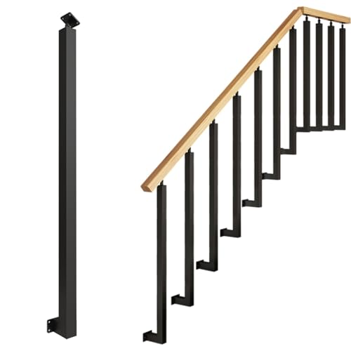 LSyySy Balaustres de escalera, barandilla rectangular individual, balaustres de metal de montaje lateral, para uso en interiores y exteriores, columna de barandilla con kit de tornillos, 1 unidad