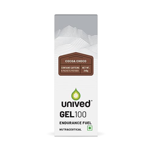 Image of Unived Gel 100 - Energy Gel for Endurance Athletes Runners & Cyclists - 100kcal - Cocoa Choco - 50mg Caffeine - Pack of 6