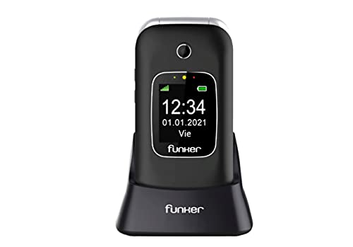 Telefono-Movil-Funker-C85-Easy-Comfort-Negro-con-Tapa-para-Personas-Mayores-con-Boton-SOS-Base-Cargadora-Negro