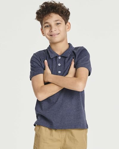 Real Essentials 3 Pack: Boys' Short Sleeve Jersey Cotton Polo Shirt - Uniform Youth Dress Shirt (Ages 4-18)2