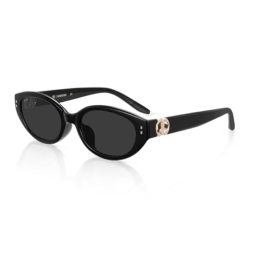 MUJOSH Vintage Cat-Eye Sunglasses for Women Trendy Acetate Shades UV Protection Eyewear for Driving Party Vacation Fashion Accessories Obsidian Black Exclusive Eyewear Brand of EssilorLuxottica