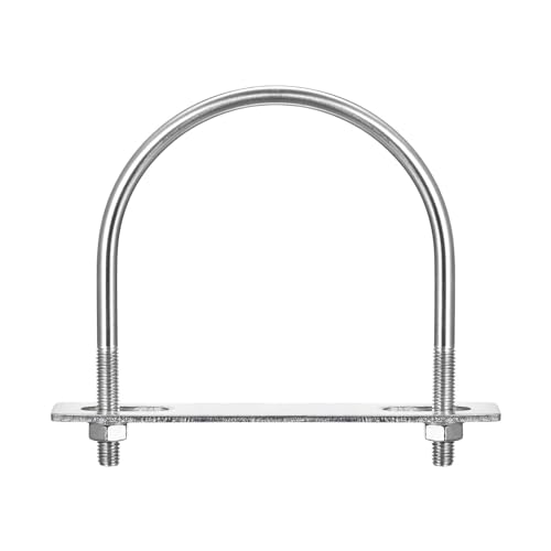 Image of TA-VIGOR M8 Round U Bolts, 102mm Inner Width 129mm Length 304 Stainless Steel U Bolts with Nut, Plate, Washer for Attaching Pipe, Conduit, Cable, Tube, Brackets, Boat and Trailer
