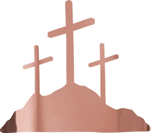Image of Calvary Crosses Christian Jesus (Rose Gold) (Set Of 2) Premium Waterproof Vinyl Decal Stickers For Laptop Phone Accessory Helmet Car Window Bumper Mug Tuber Cup Door Wall Decoration